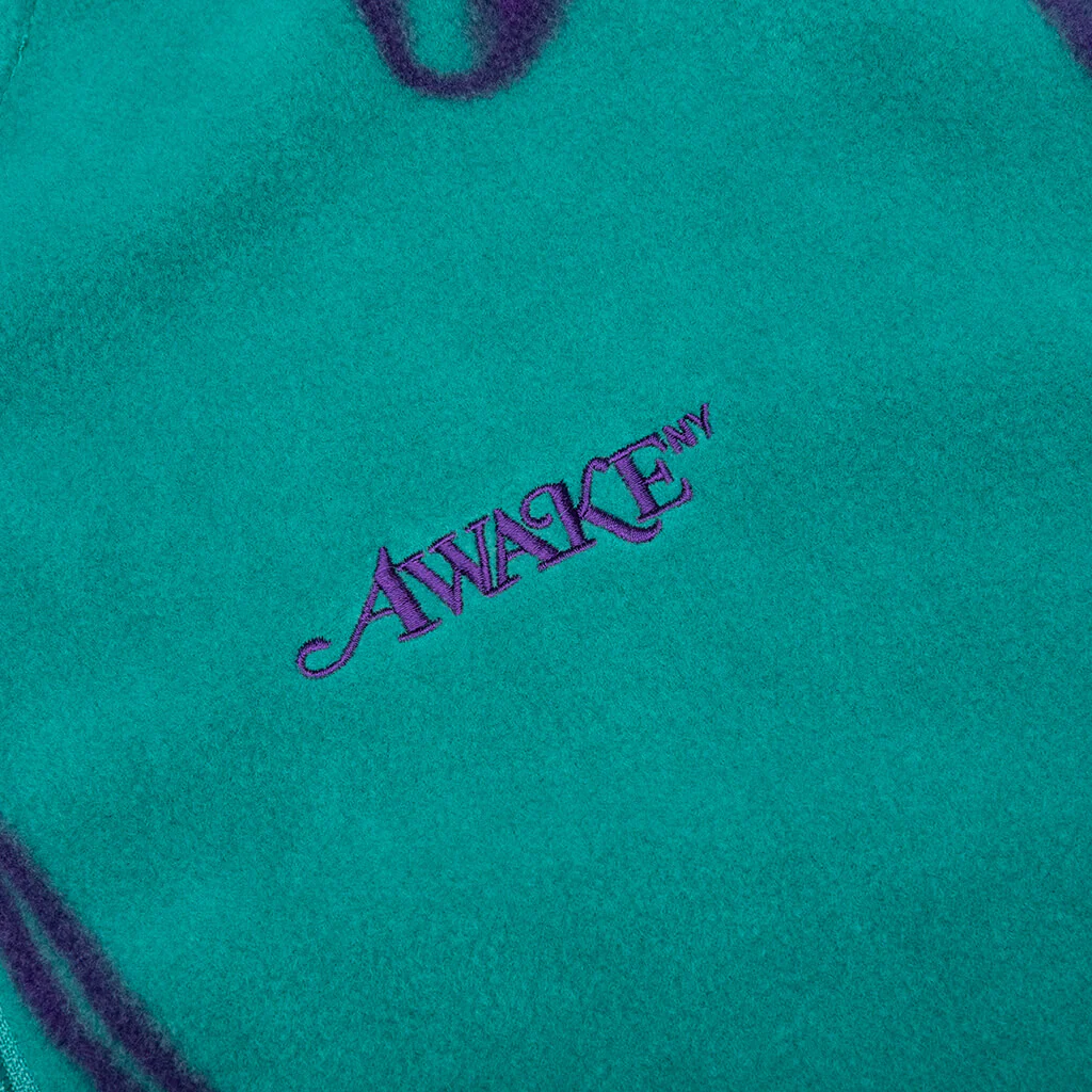 Dice Print Fleece Quarter Zip Pullover - Teal/Purple - Image 3