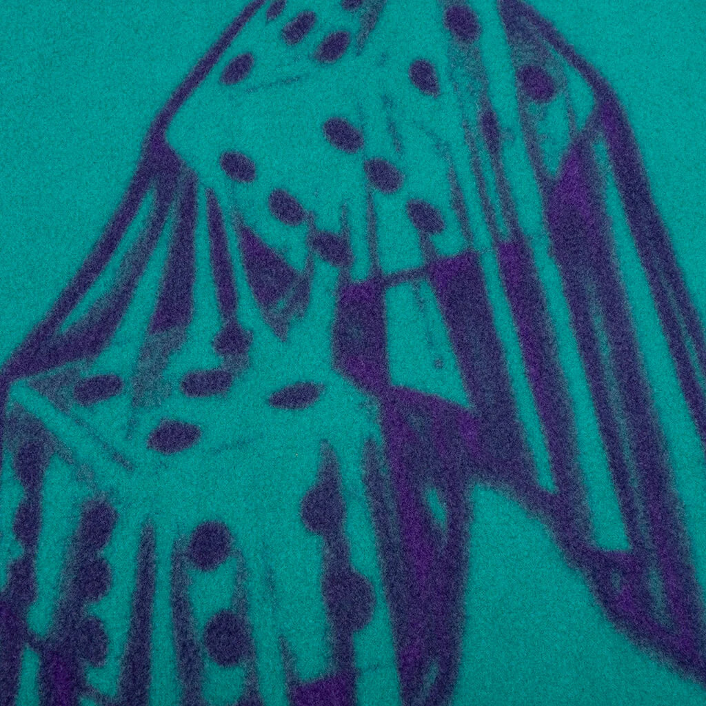 Dice Print Fleece Quarter Zip Pullover - Teal/Purple - Image 4