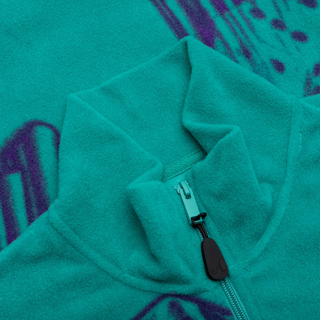 Dice Print Fleece Quarter Zip Pullover - Teal/Purple - Image 5