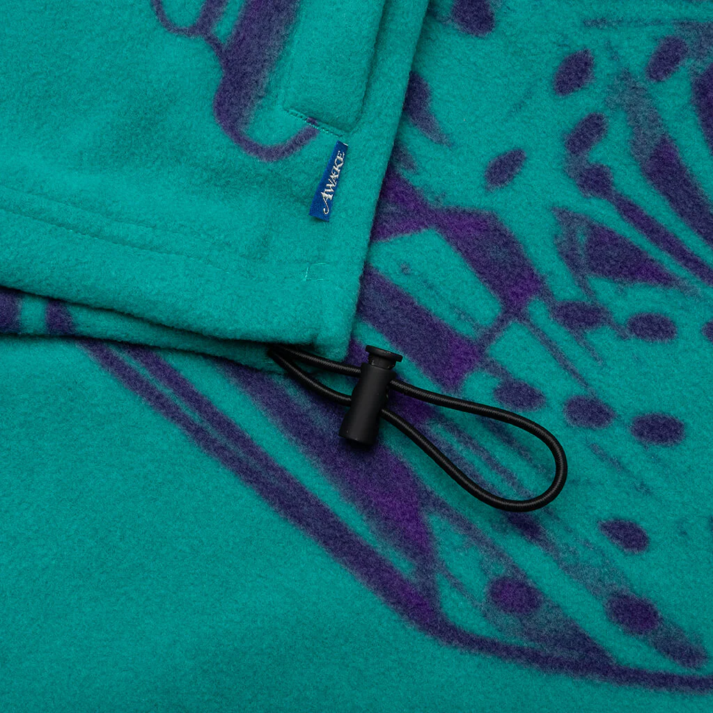 Dice Print Fleece Quarter Zip Pullover - Teal/Purple - Image 6