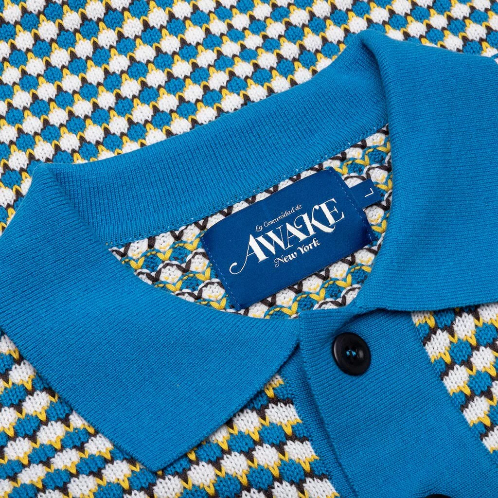 Knit Crochet S/S Button Down - Blue/Multi - Image 3