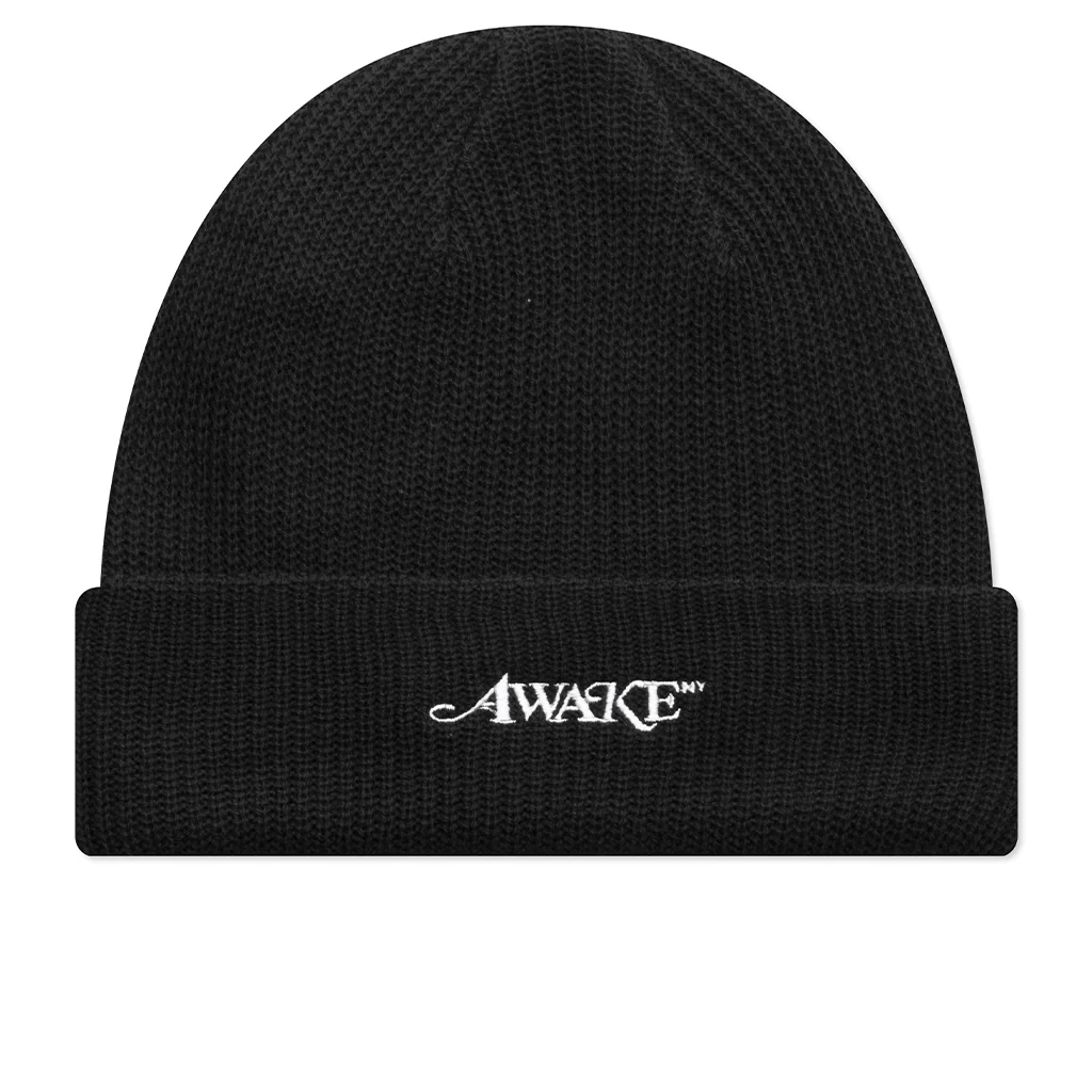 Loose Gauge Knit Beanie - Black