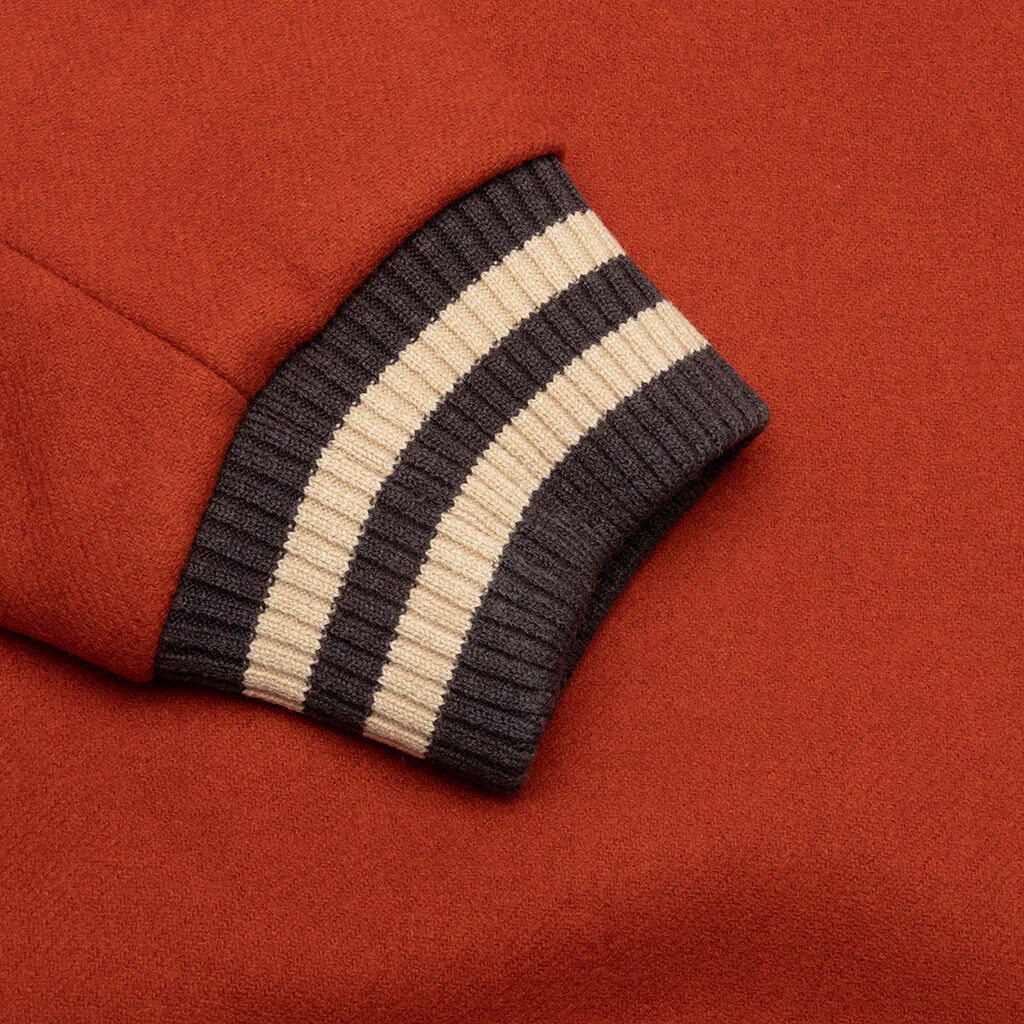 Melton Wool Chenille Logo Varsity Jacket - Rust - Image 4