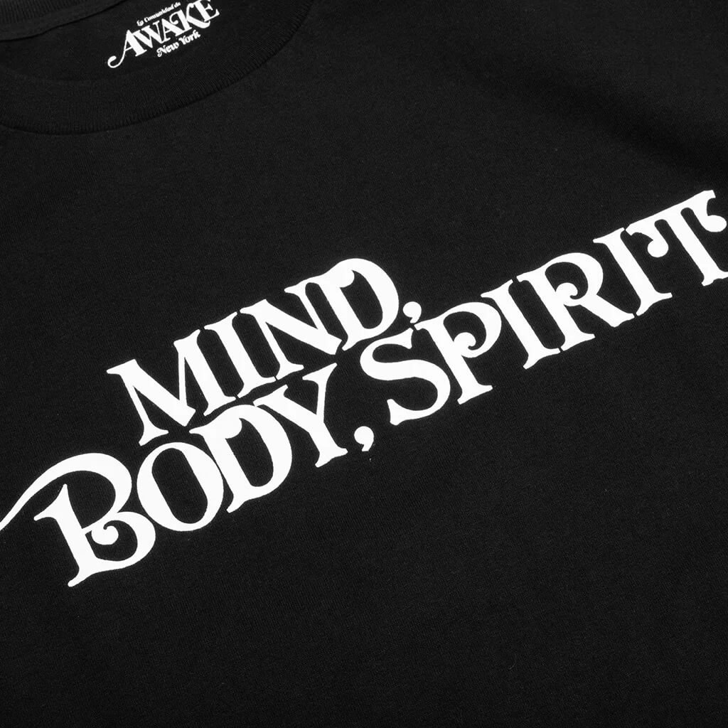Mind Body Printed L/S Tee - Black - Image 3