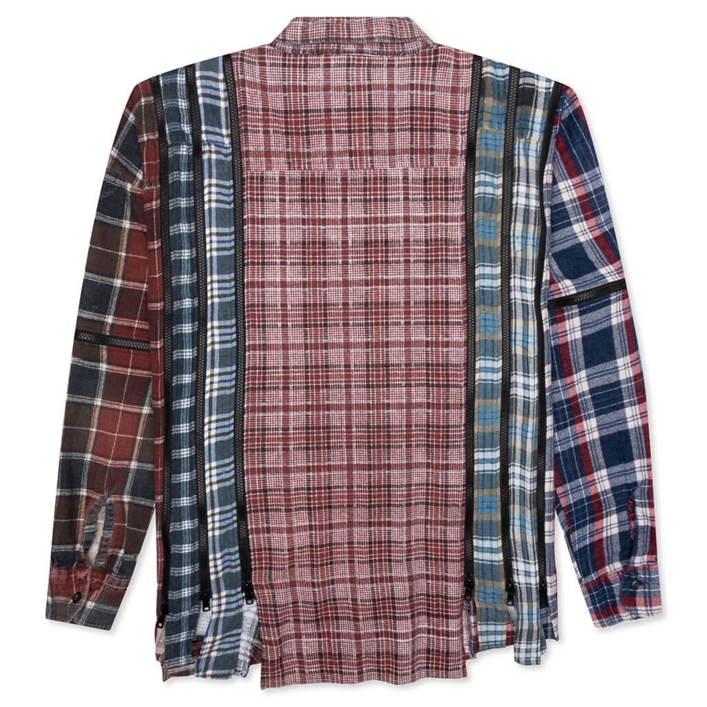 Flannel Shirt 7 Cuts Zipped Wide Shirt - Assorted - Image 2
