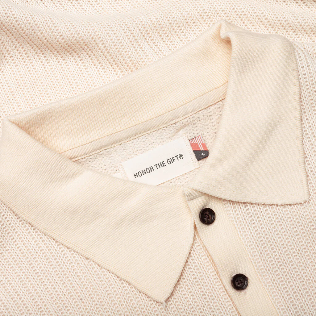 B-Summer Knit Polo Shirt - Bone - Image 3