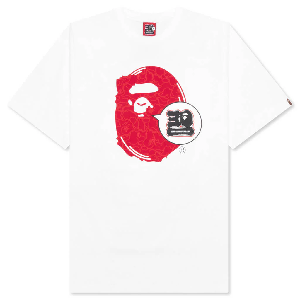 Bape 30th Anniversary Ape Head Tee - White/Red
