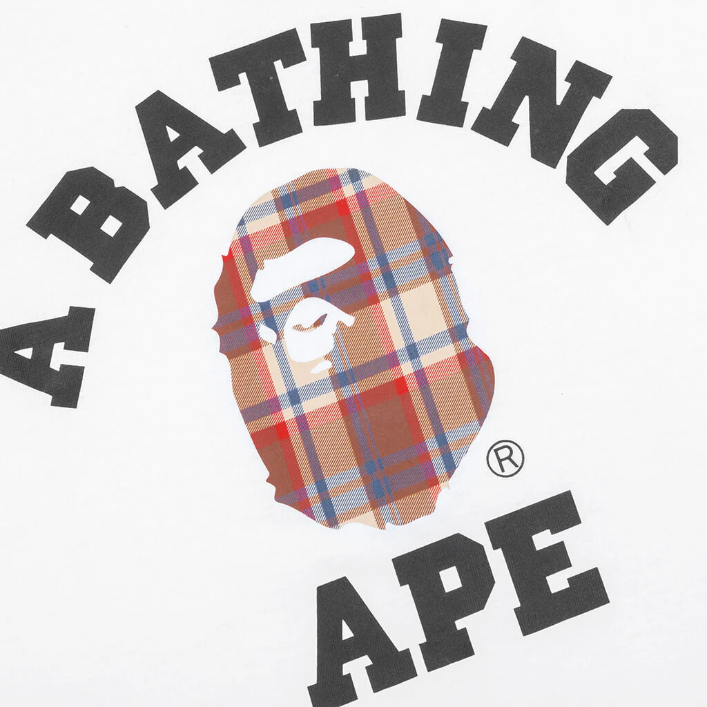 Bape Check College Tee - White - Image 3