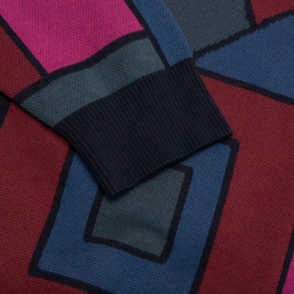Blocked Landscape Knitted Pullover - Navy - Image 4