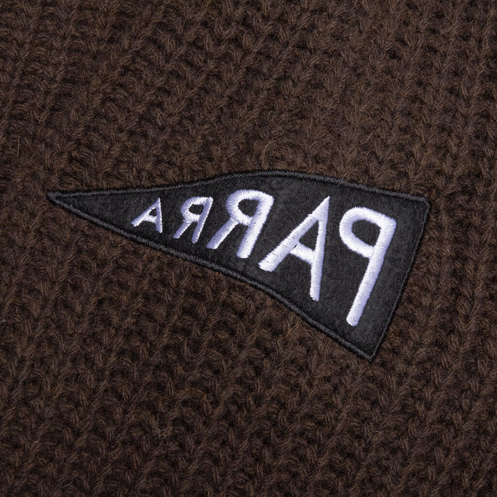 Mirrored Flag Logo Knitted Pullover - Chocolate - Image 3