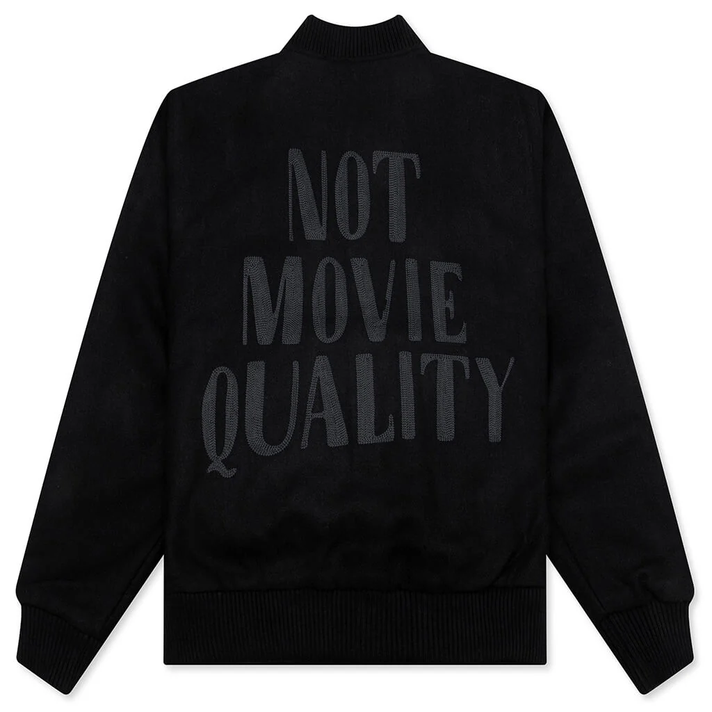 Not Movie Quality Varsity Jacket - Black - Image 2