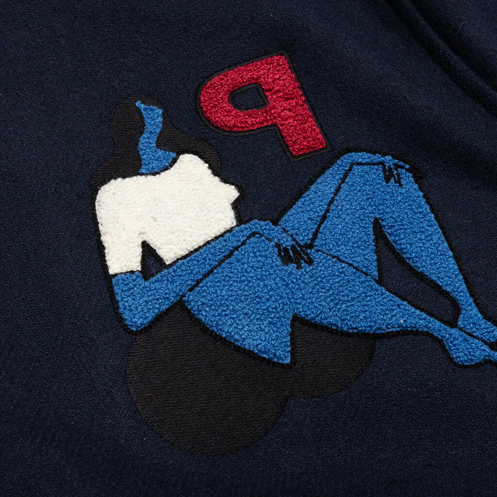 Run Sit & Bike Varsity Jacket - Navy Blue - Image 4