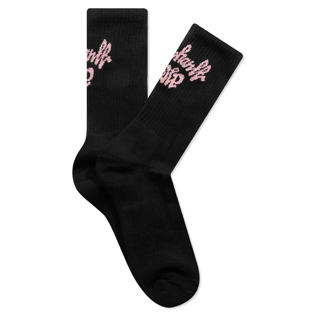 Chedda Socks - Black/Glassy Pink