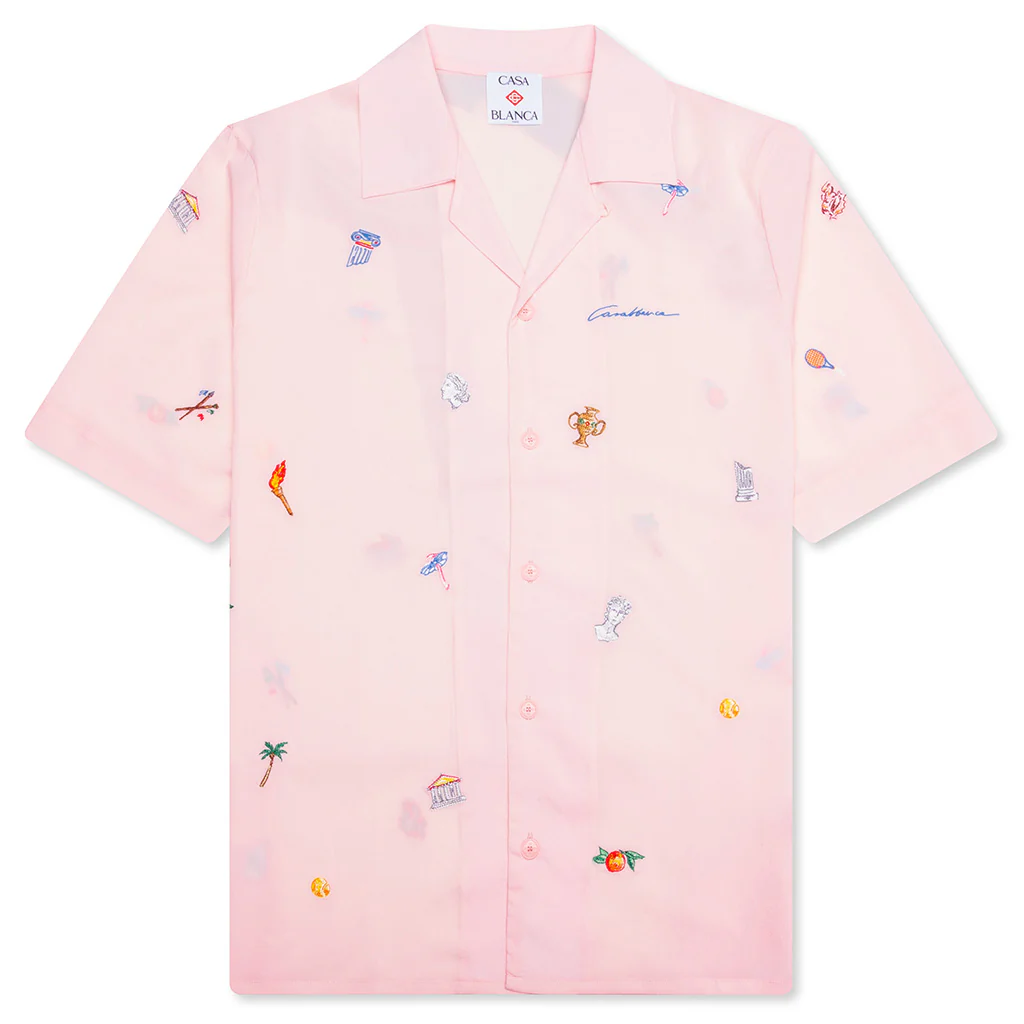 Embroidery Motifs Logo S/S Shirt - Light Pink
