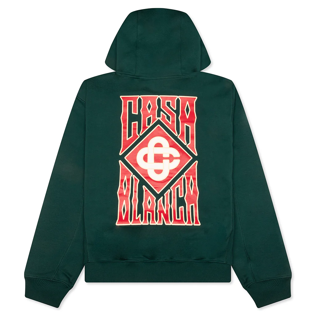 Gothic Stacked Logo Printed Hoodie - Green - Image 2