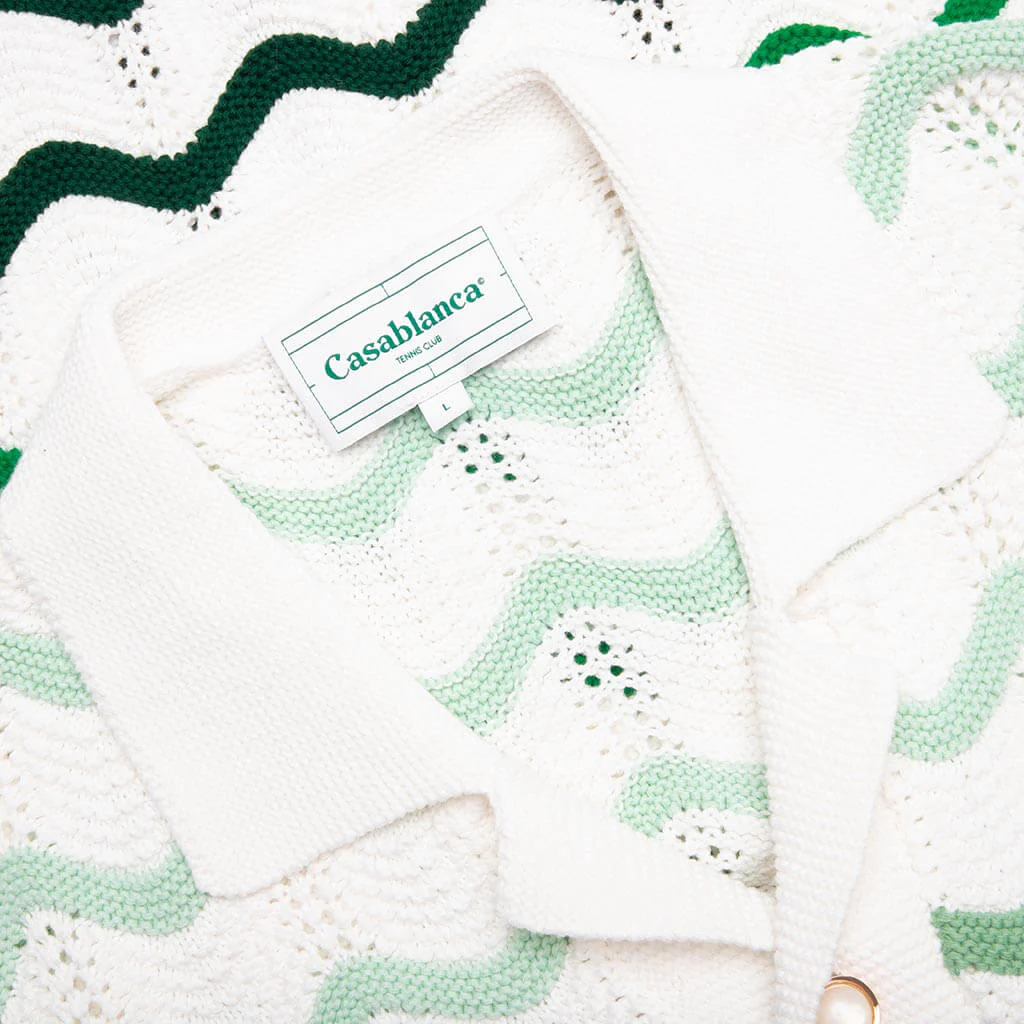 Gradient Wave Texture Shirt - Green/White - Image 3
