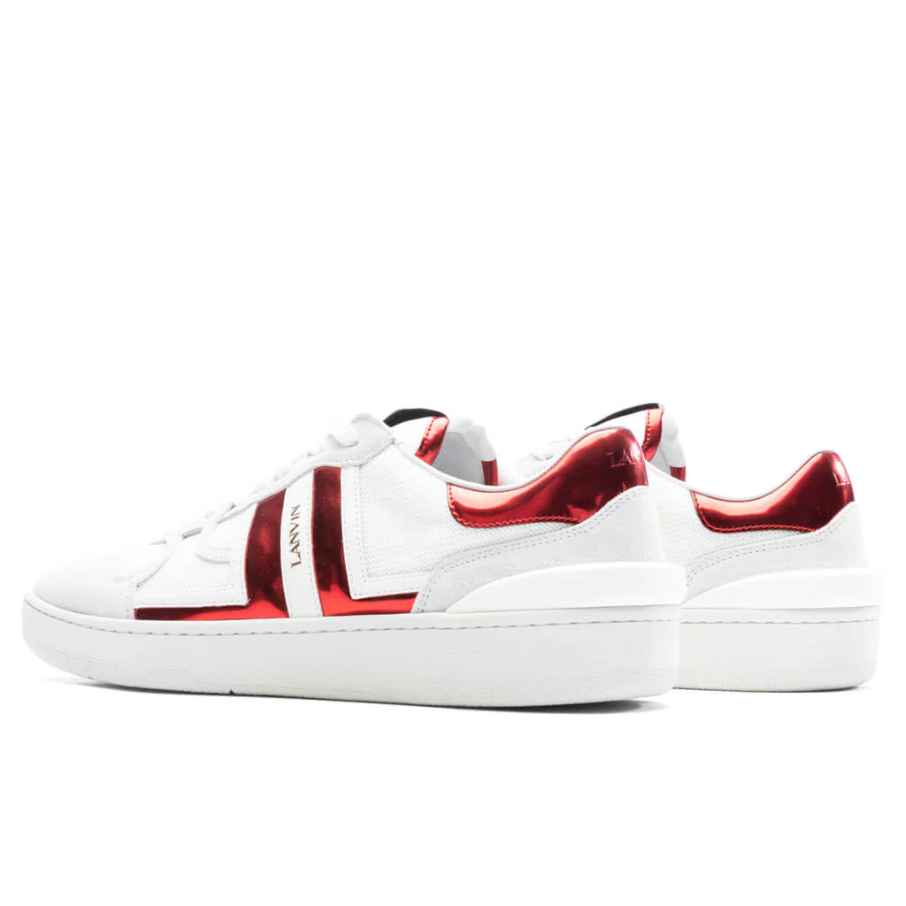 Clay Low Top Sneakers - White/Red - Image 3