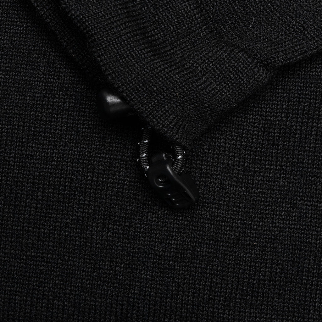Drawstring Knit Sweatshirt - Black - Image 4