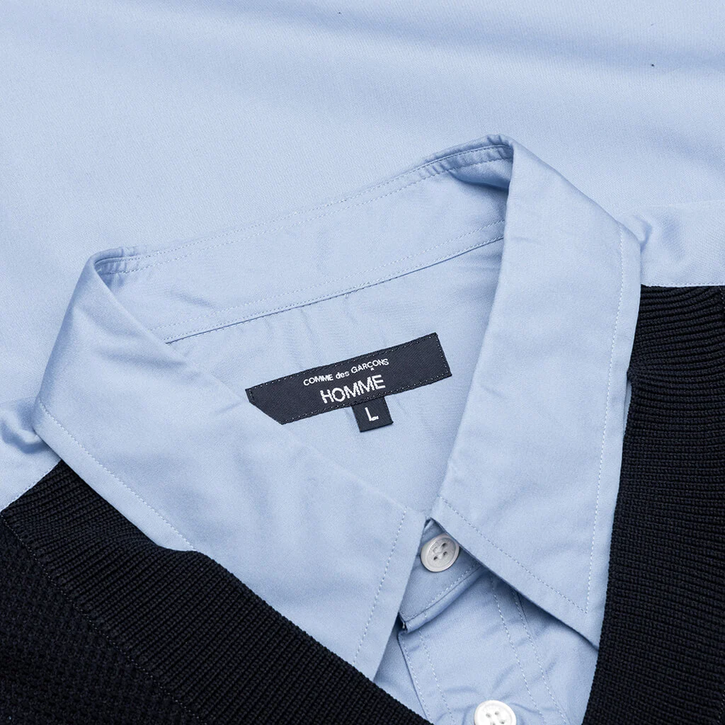 Mixed Material Shirt - Sax/Navy - Image 3