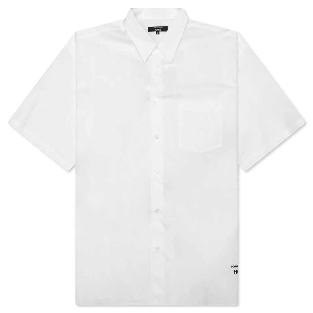 Curved Hem Short Sleeve Shirt - White
