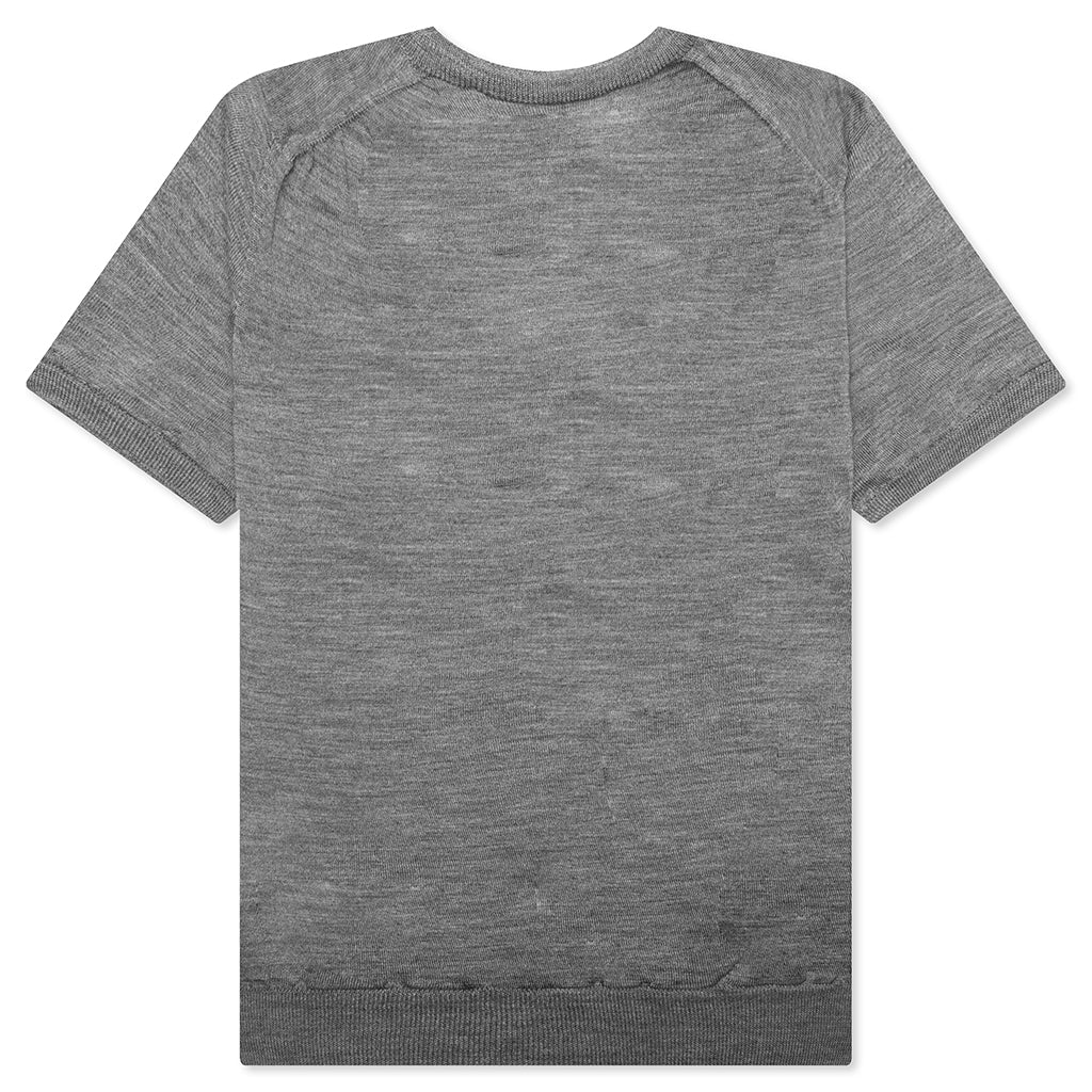 Red Emblem S/S V Neck Sweater - Grey - Image 2