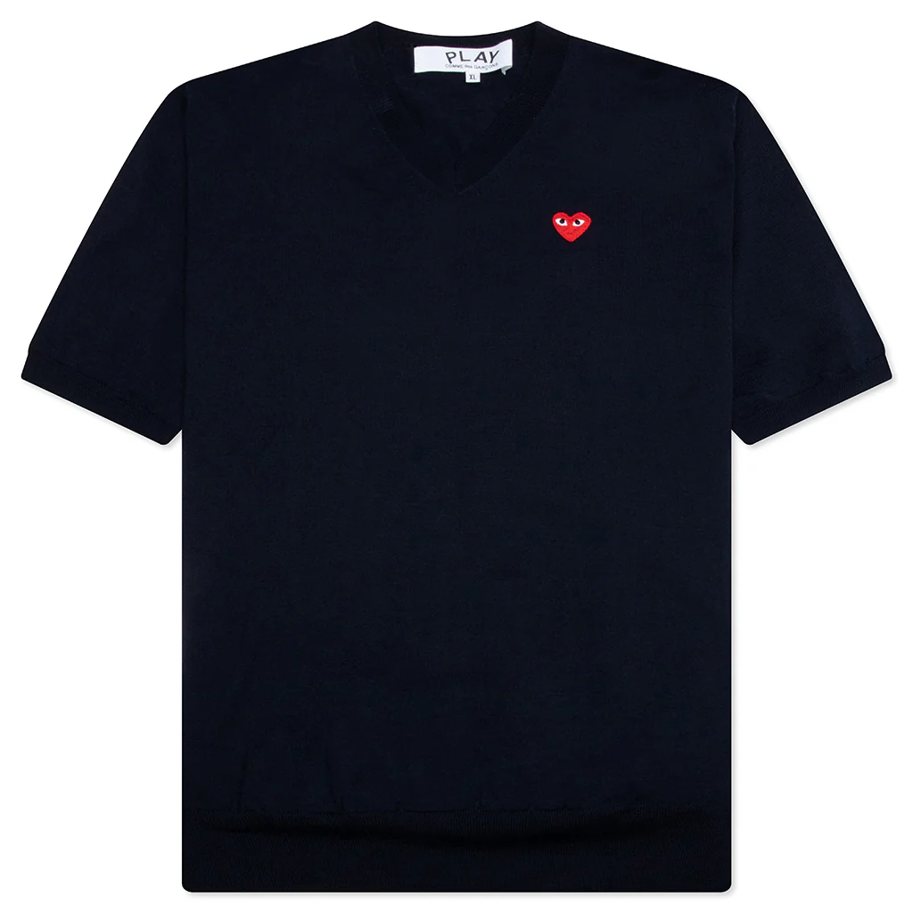 Red Emblem S/S V Neck Sweater - Navy