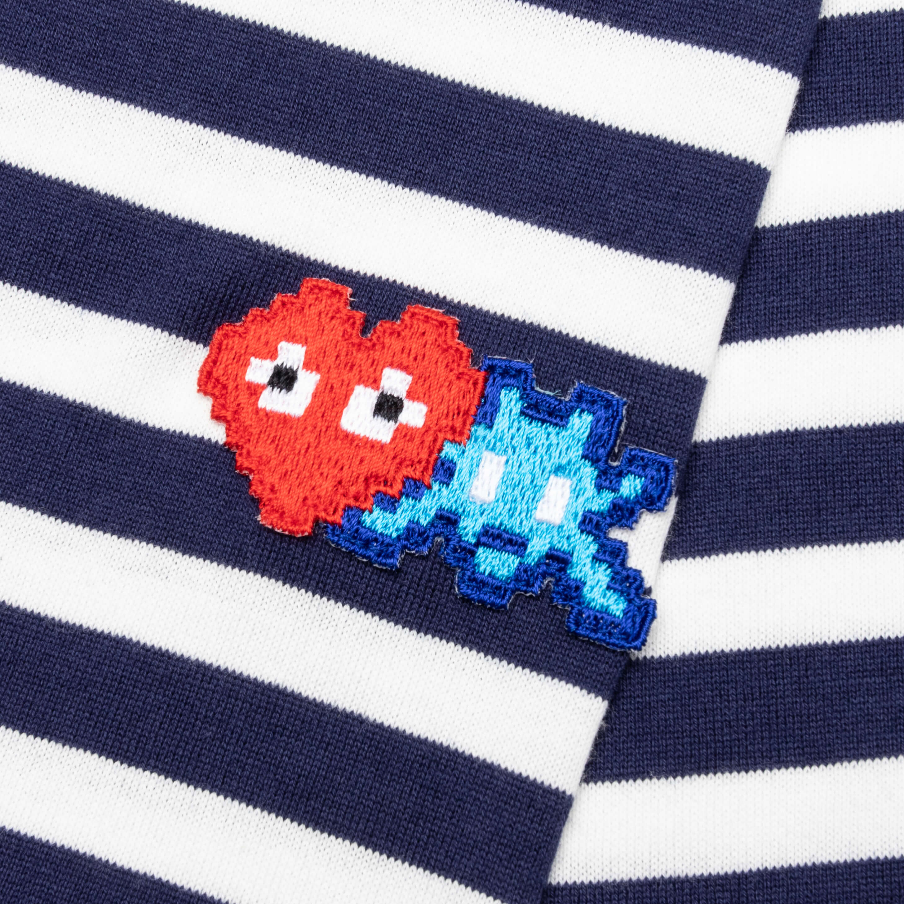 Comme des Garcons PLAY x the Artist Invader Striped L/S Tee - Blue/White - Image 3