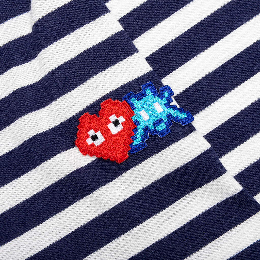Comme des Garcons PLAY x the Artist Invader Women's Striped L/S Tee - Blue/White - Image 3