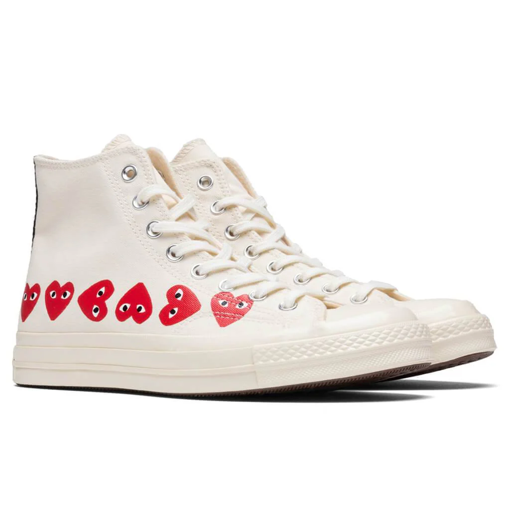 Converse x Comme Des Garcons PLAY All Star Chuck '70 Hi "Multi Heart" - Off-White [2019] - Image 2