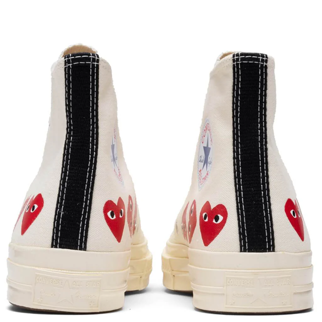 Converse x Comme Des Garcons PLAY All Star Chuck '70 Hi "Multi Heart" - Off-White [2019] - Image 4