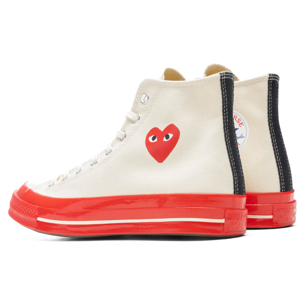 Converse x Comme Des Garcons PLAY All Star Chuck '70 Hi Red Sole - White - Image 3