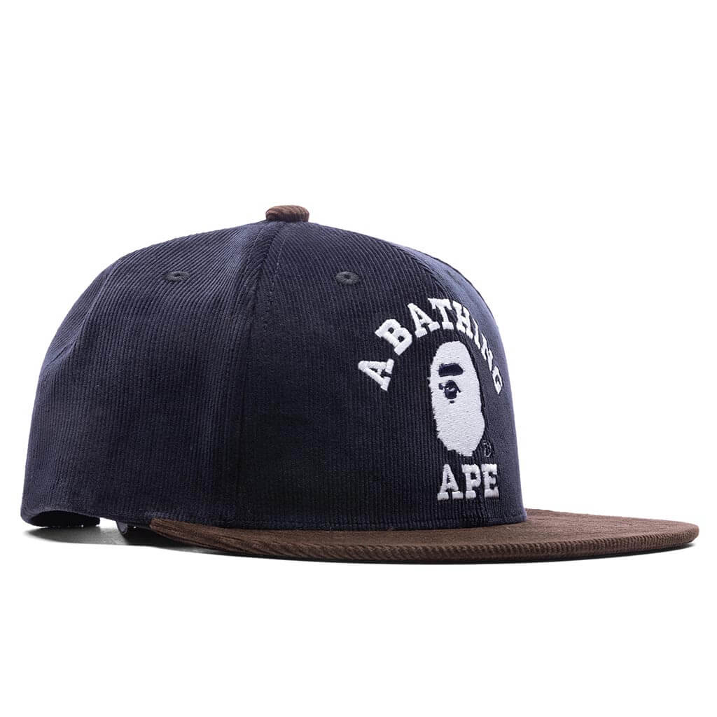 Corduroy College Snap Back Cap - Navy - Image 3