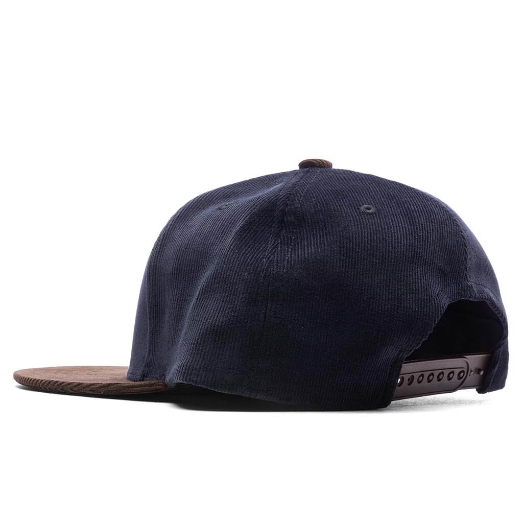 Corduroy College Snap Back Cap - Navy - Image 4