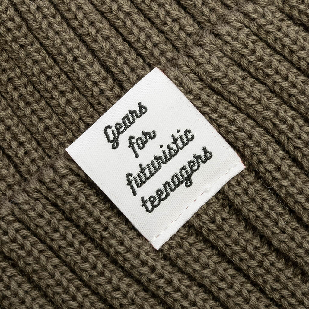 Cotton Rib Beanie - Olive Drab - Image 2
