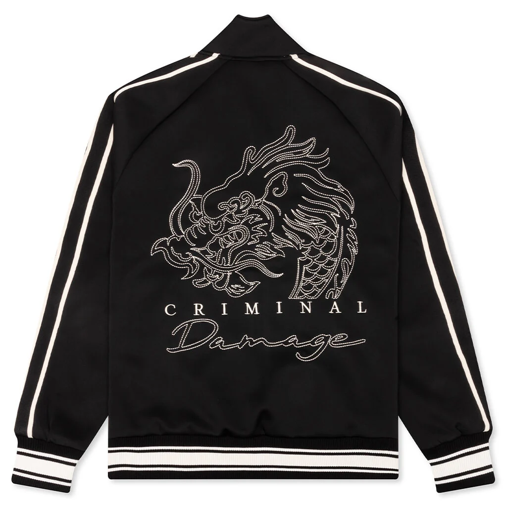 Dragon Embroidered Track Top - Black - Image 2