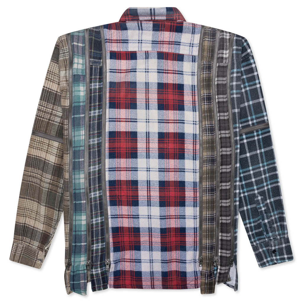 Flannel Shirt 7 Cuts Zipped Wide Reflection Shirt - Assorted - Image 2