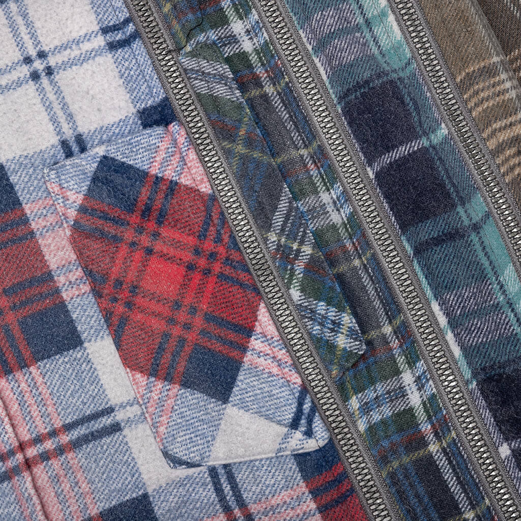 Flannel Shirt 7 Cuts Zipped Wide Reflection Shirt - Assorted - Image 3