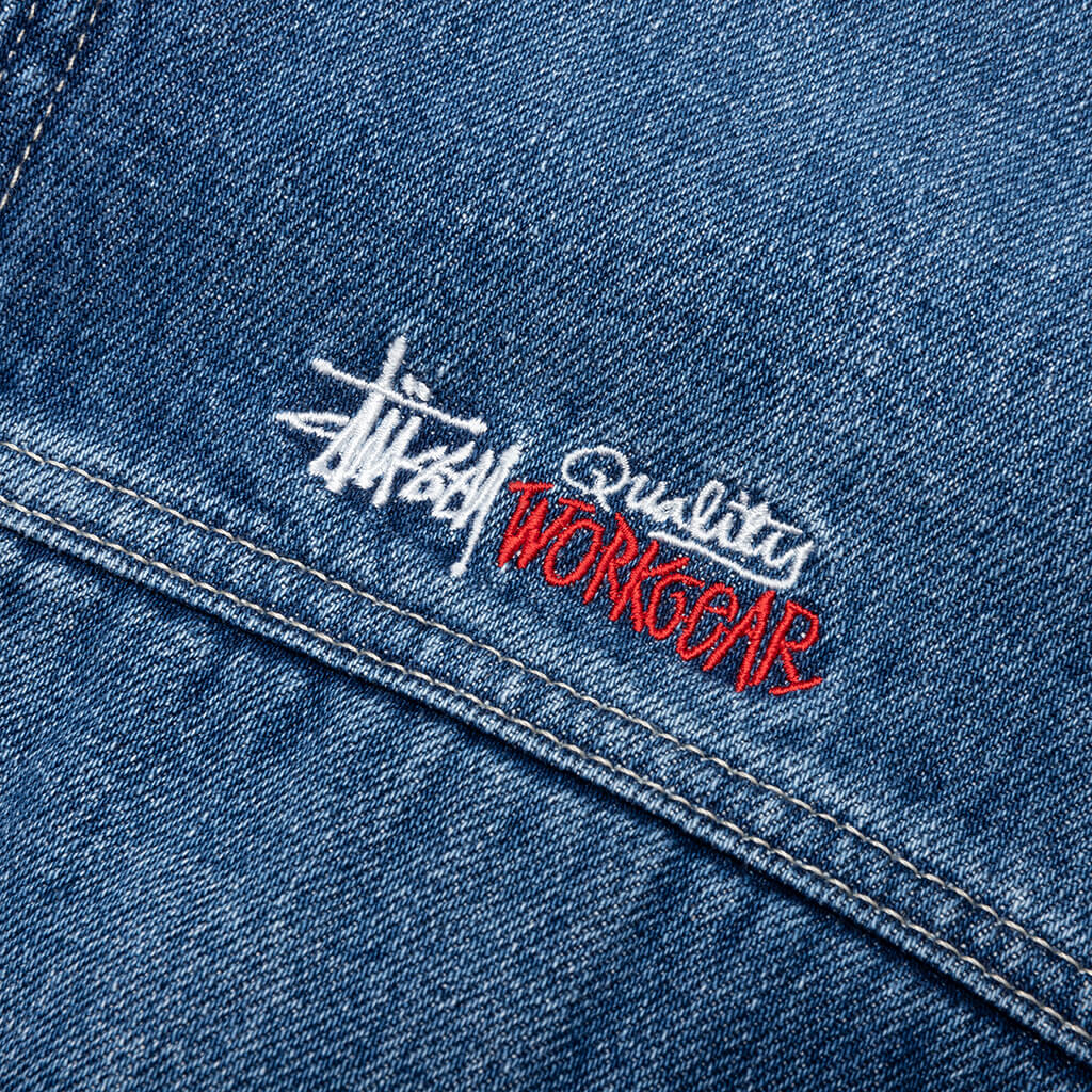 Denim Sherpa Work Jacket - Washed Blue - Image 4