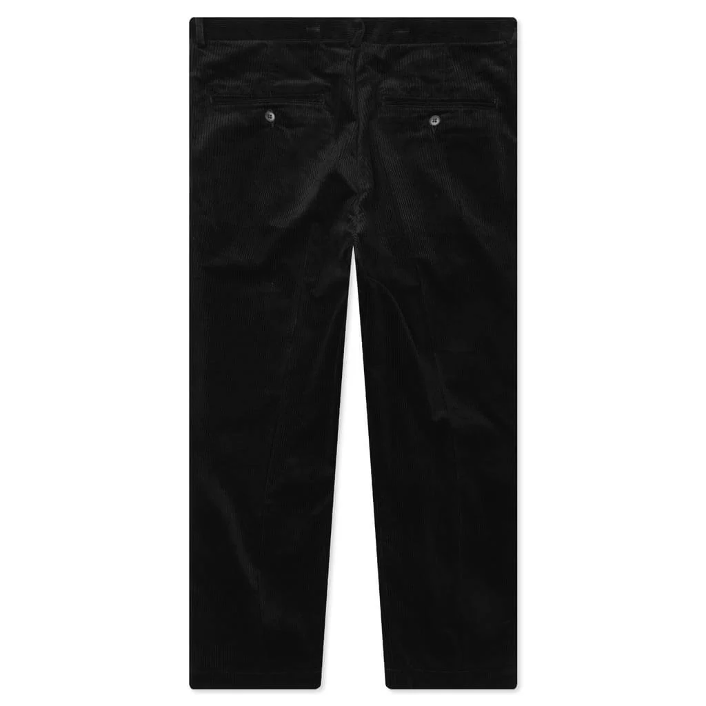Double Pleated Corduroy Trousers - Black - Image 2