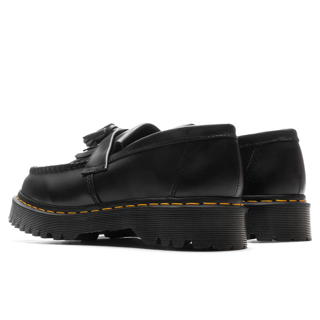 Adrian Bex Smooth Leather Tassel Loafers - Black - Image 3