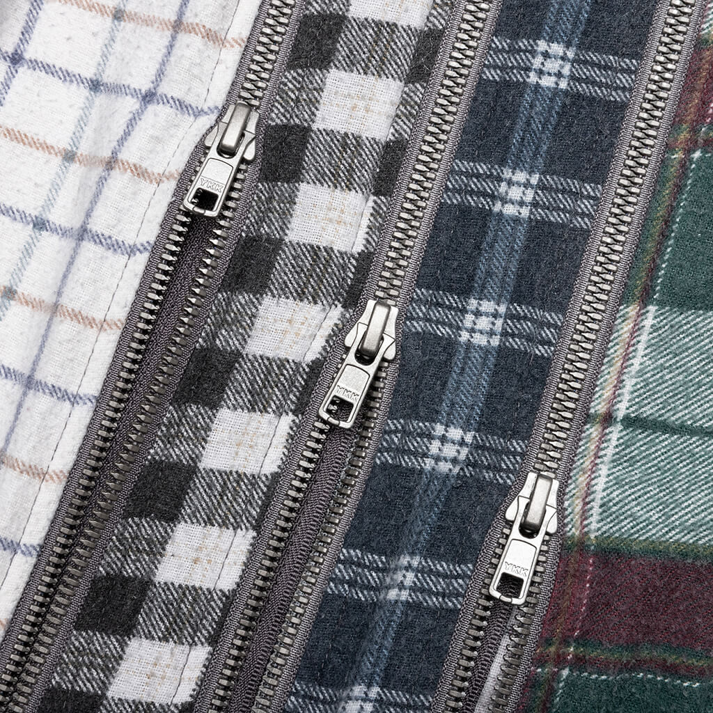 Flannel Shirt 7 Cuts Zipped Wide Reflection Shirt - Assorted - Image 4