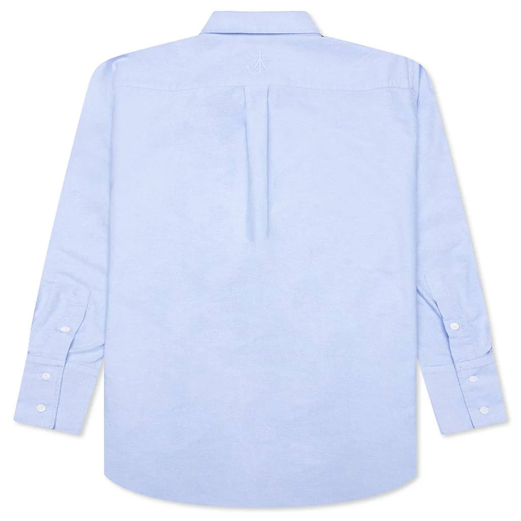 Enamel Button Oversized Shirt - Light Blue - Image 2