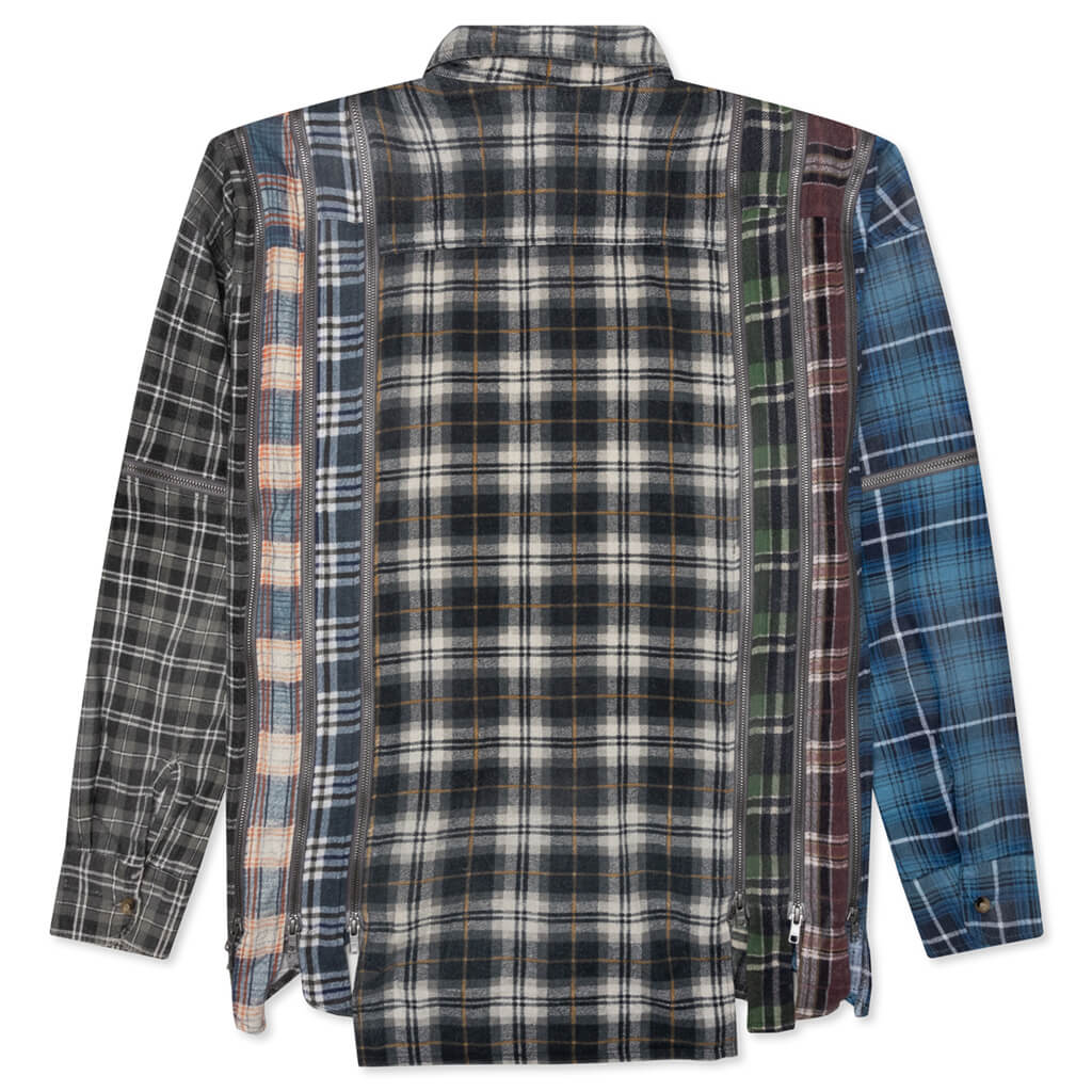 Flannel Shirt 7 Cuts Zipped Wide Reflection Shirt - Assorted - Image 2