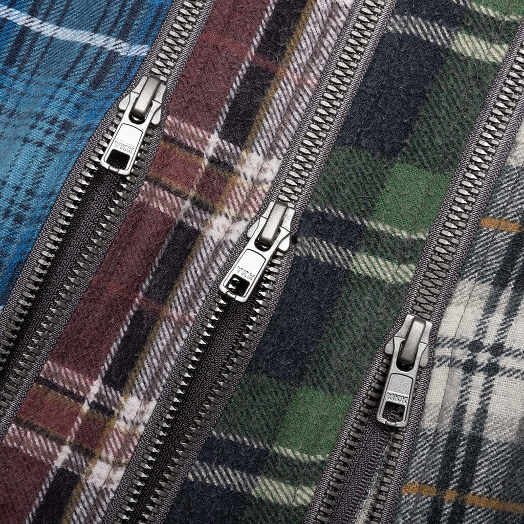 Flannel Shirt 7 Cuts Zipped Wide Reflection Shirt - Assorted - Image 4