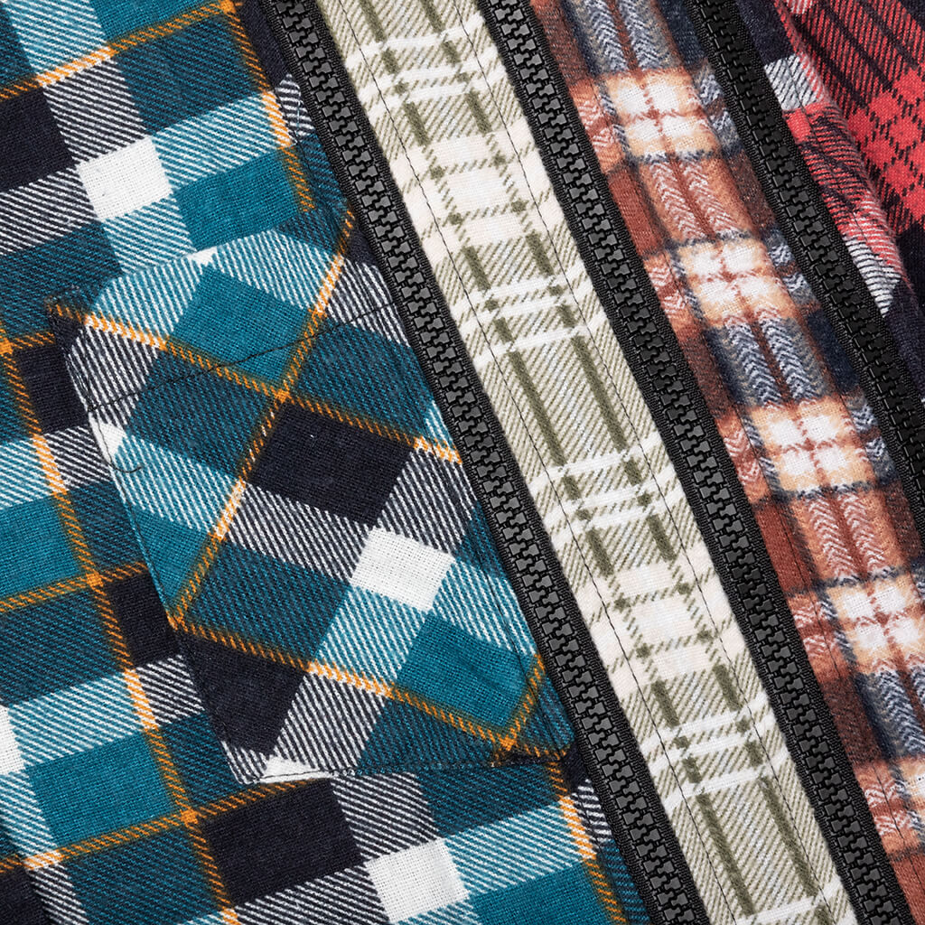 Flannel Shirt 7 Cuts Zipped Wide Shirt - Assorted - Image 3