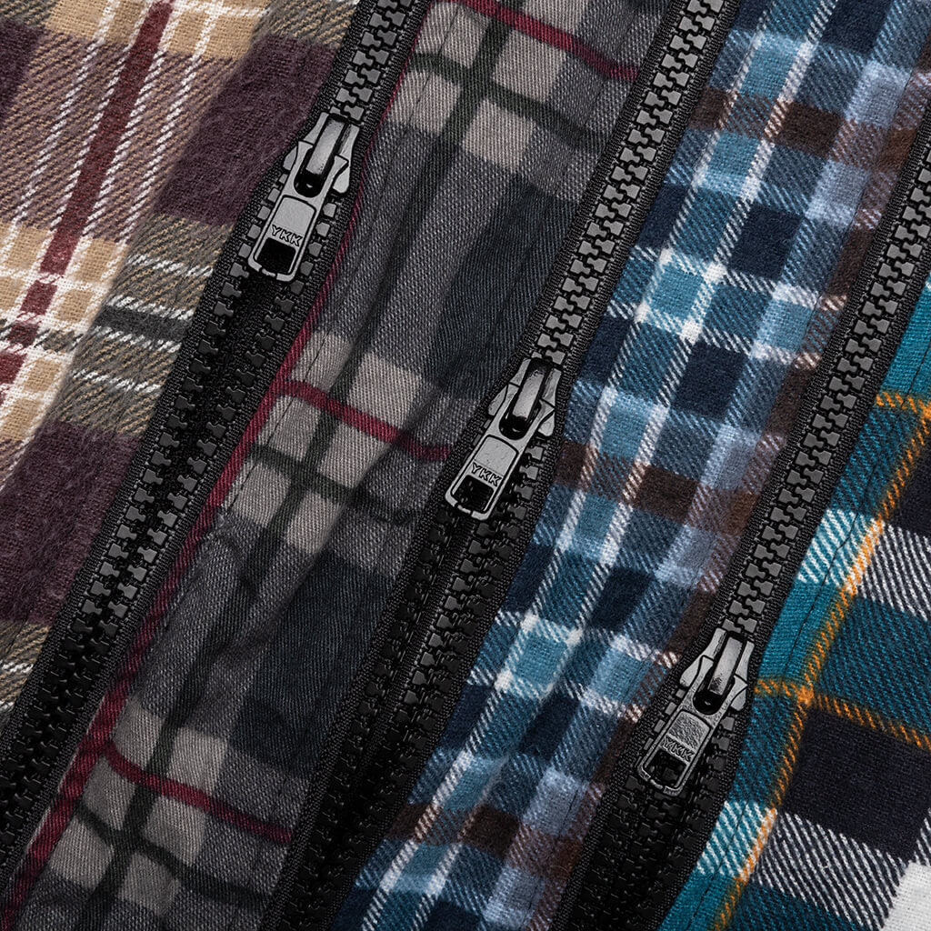 Flannel Shirt 7 Cuts Zipped Wide Shirt - Assorted - Image 4