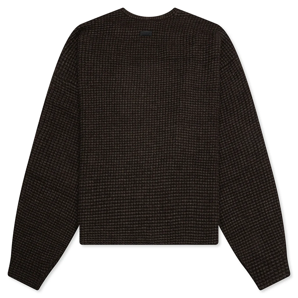Heavy Waffle Cardigan - Brown - Image 2