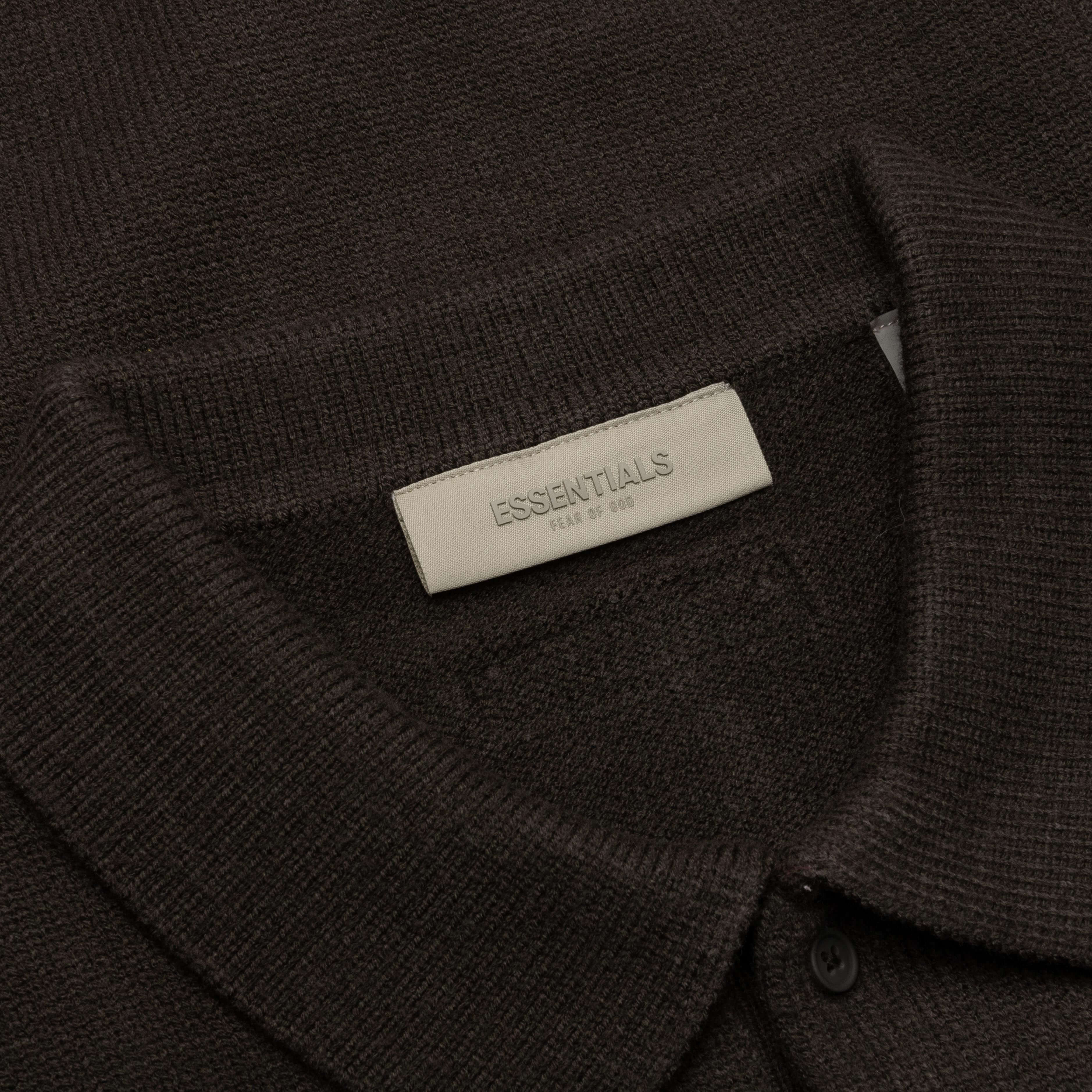 Knit L/S Polo - Off Black - Image 3