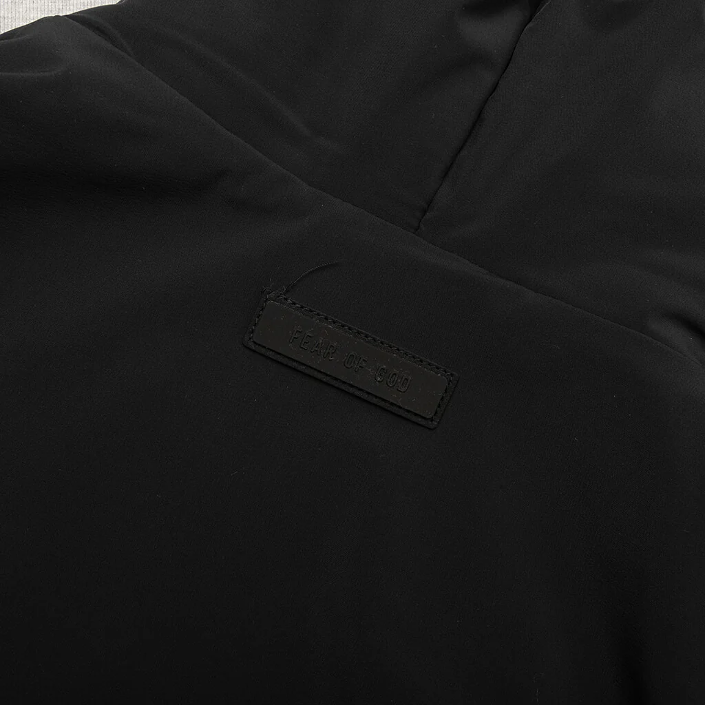 Nylon Fleece Hooded Sweater - Light Heather Grey/Jet Black - Image 4