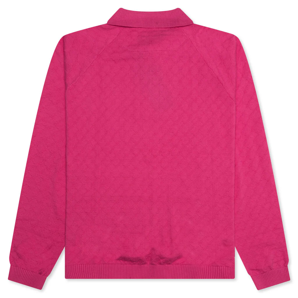 Hogan Pointelle Raglan Sleeve Sweater Polo - Coral - Image 2
